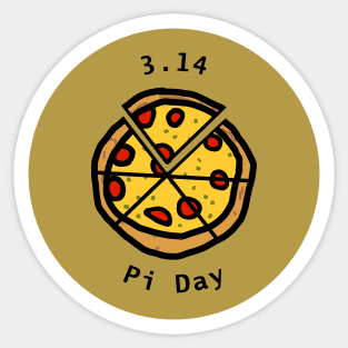 3.14 Pizza Pi Day Puns Gold Sticker